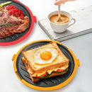 New round microwave pizza sandwich baking pan can be placed in the oven pizza beef burger bread maker